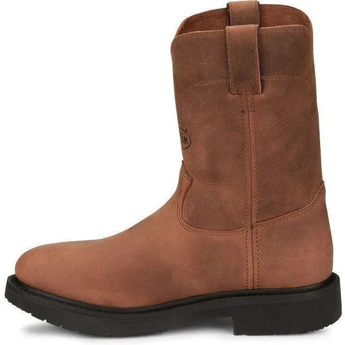 Justin Men's Round Up 10" Round Toe Western Work Boot -Brown- OW4760