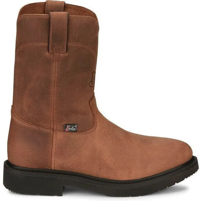 Justin Men's Round Up 10" Round Toe Western Work Boot -Brown- OW4760