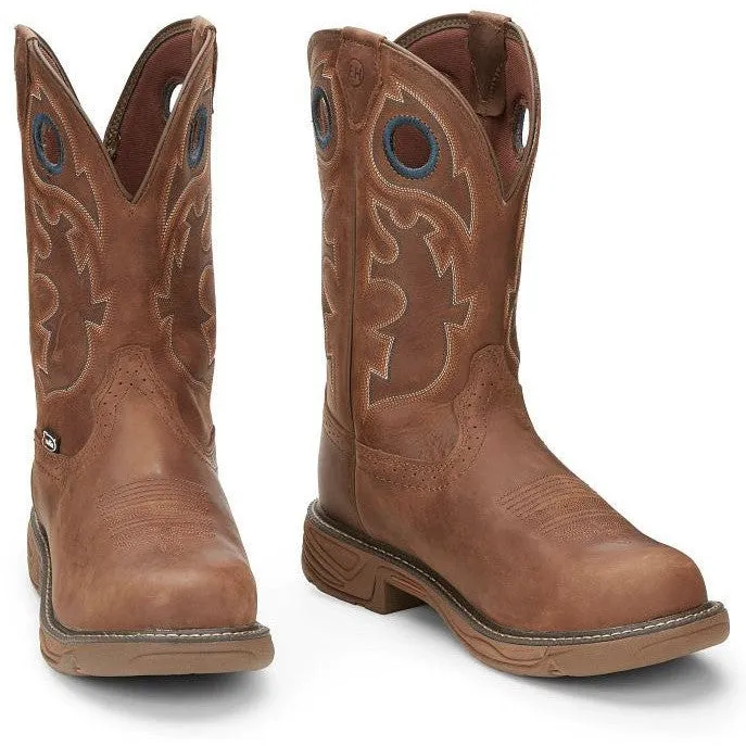 Justin Men's Rush 11" Nano Composite Toe Western Work Boot -Brown- SE4334