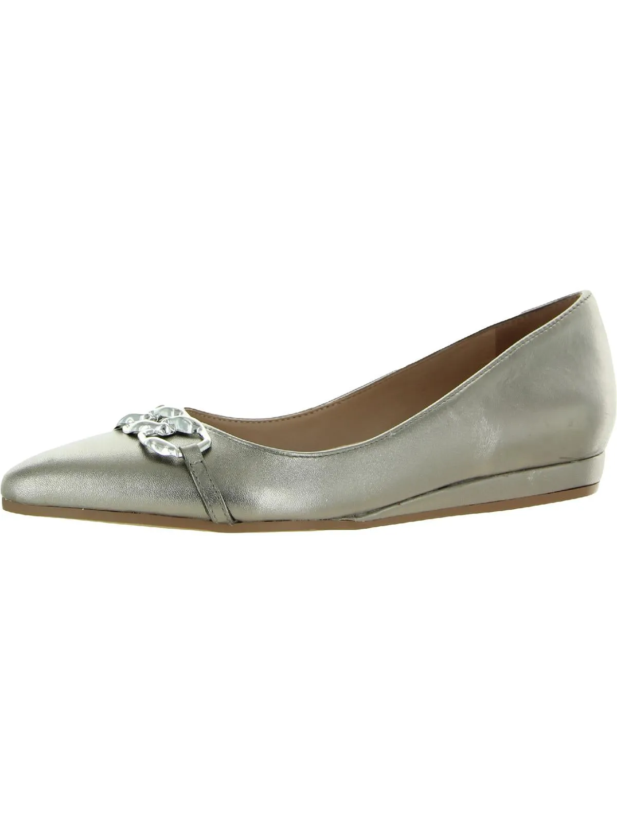 Katalie Womens Leather Almond Toe Ballet Flats
