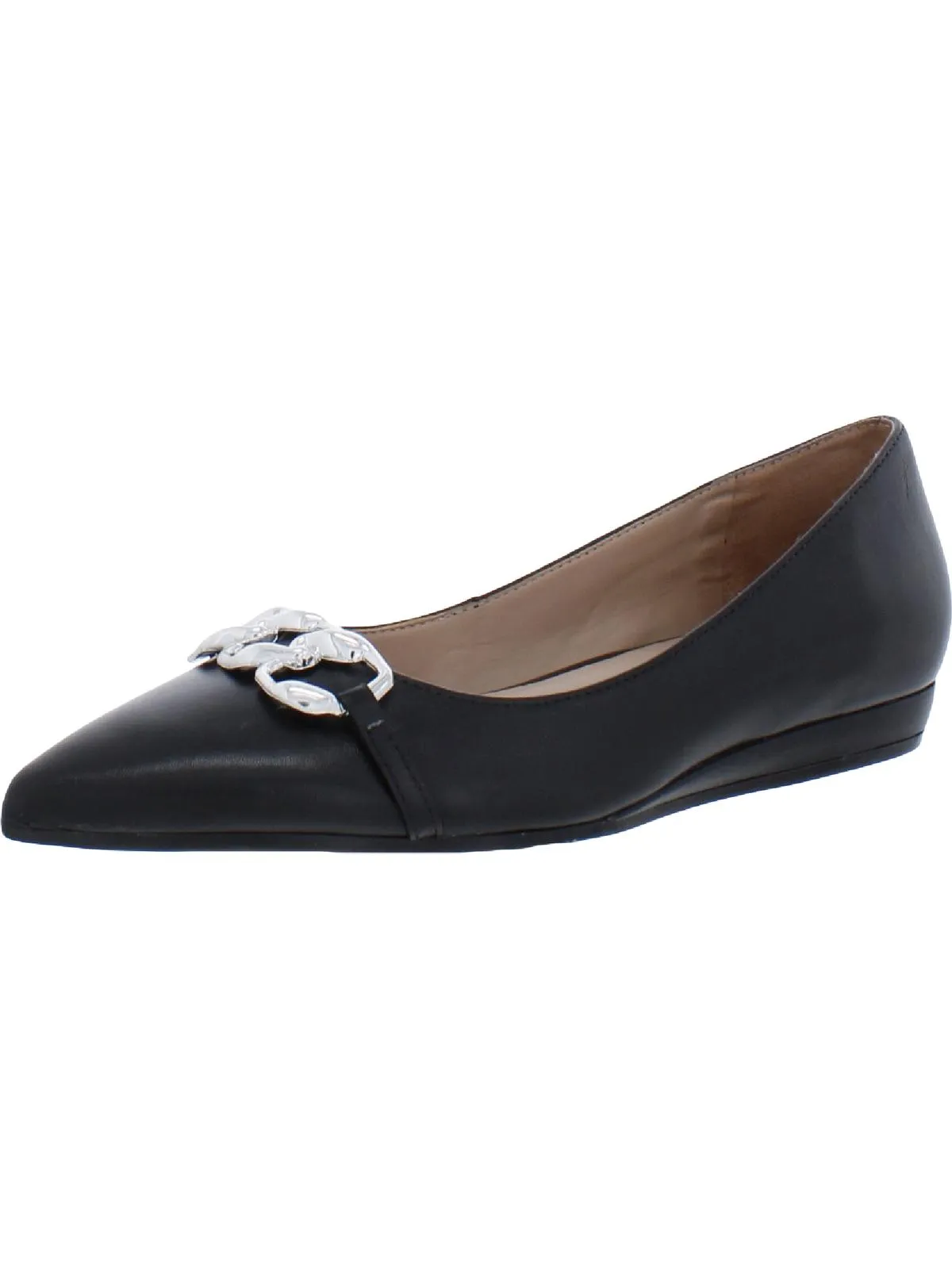 Katalie Womens Leather Almond Toe Ballet Flats
