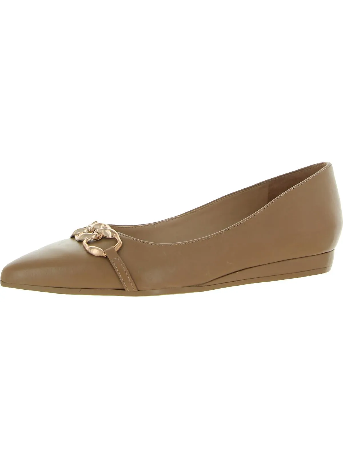 Katalie Womens Leather Almond Toe Ballet Flats