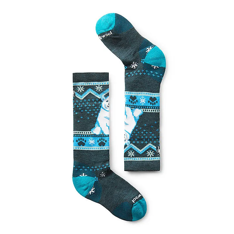 KIDS' WINTERSPORT FULL CUSHION POLAR BEAR PATTERN OVER THE CALF SOCKS