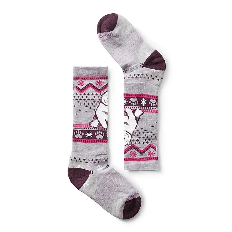 KIDS' WINTERSPORT FULL CUSHION POLAR BEAR PATTERN OVER THE CALF SOCKS