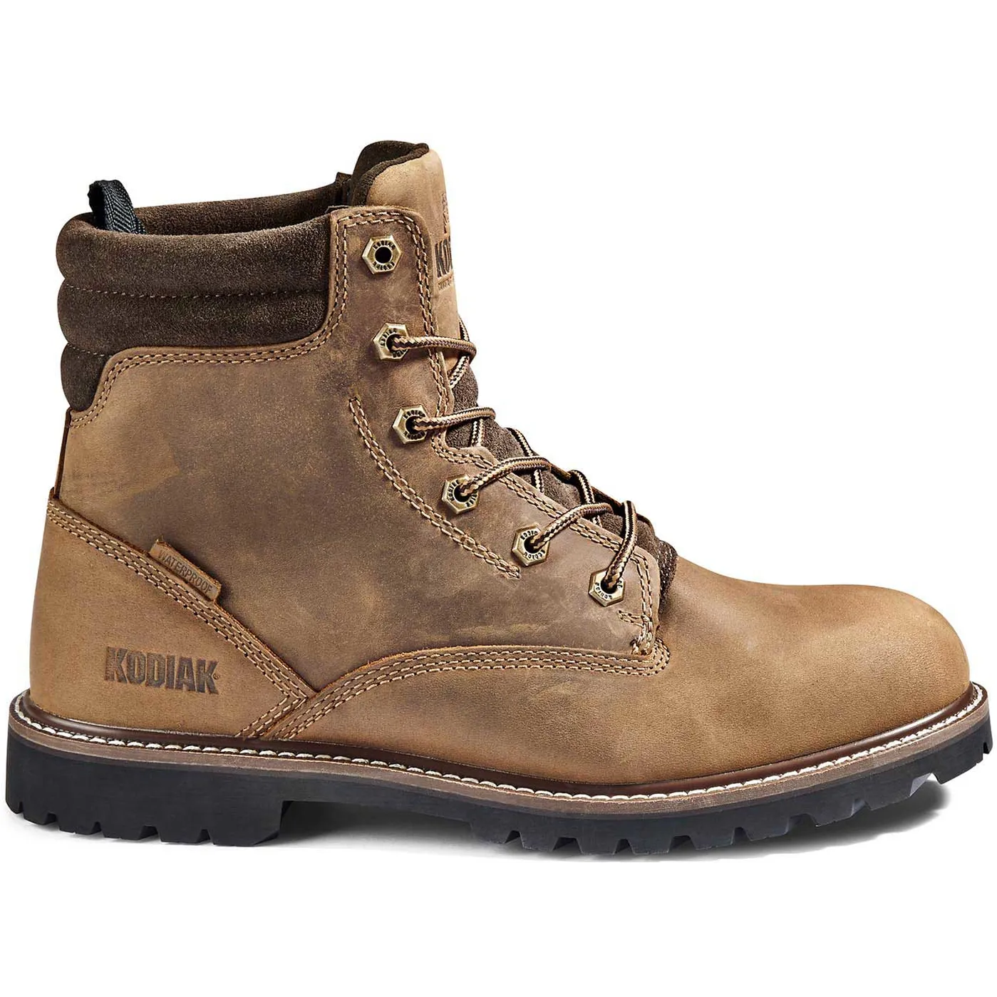 Kodiak Men's Mckinney 6" Waterproof Slip Resistant Safety Work Boot -Brown- 4TDQBN