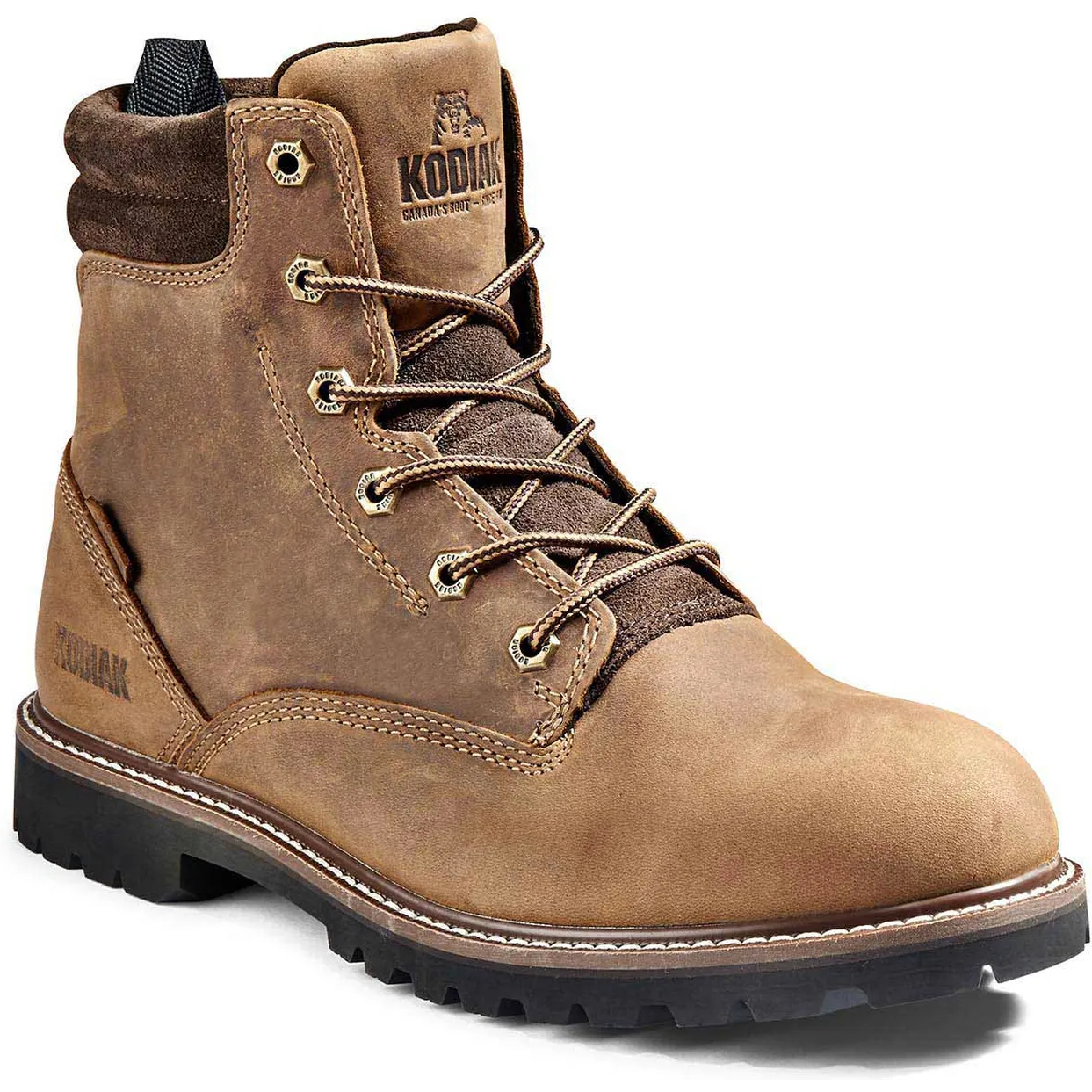 Kodiak Men's Mckinney 6" Waterproof Slip Resistant Safety Work Boot -Brown- 4TDQBN