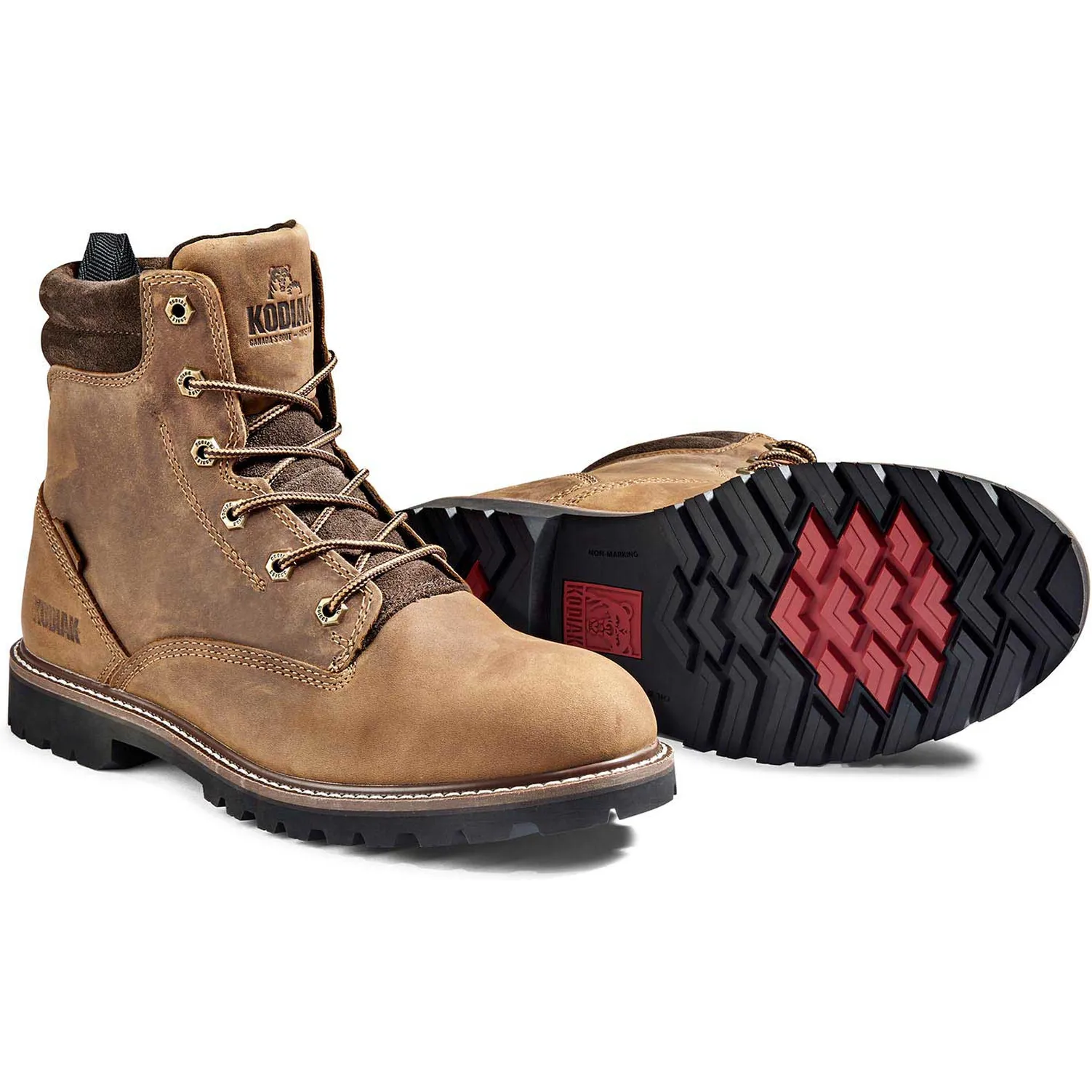 Kodiak Men's Mckinney 6" Waterproof Slip Resistant Safety Work Boot -Brown- 4TDQBN