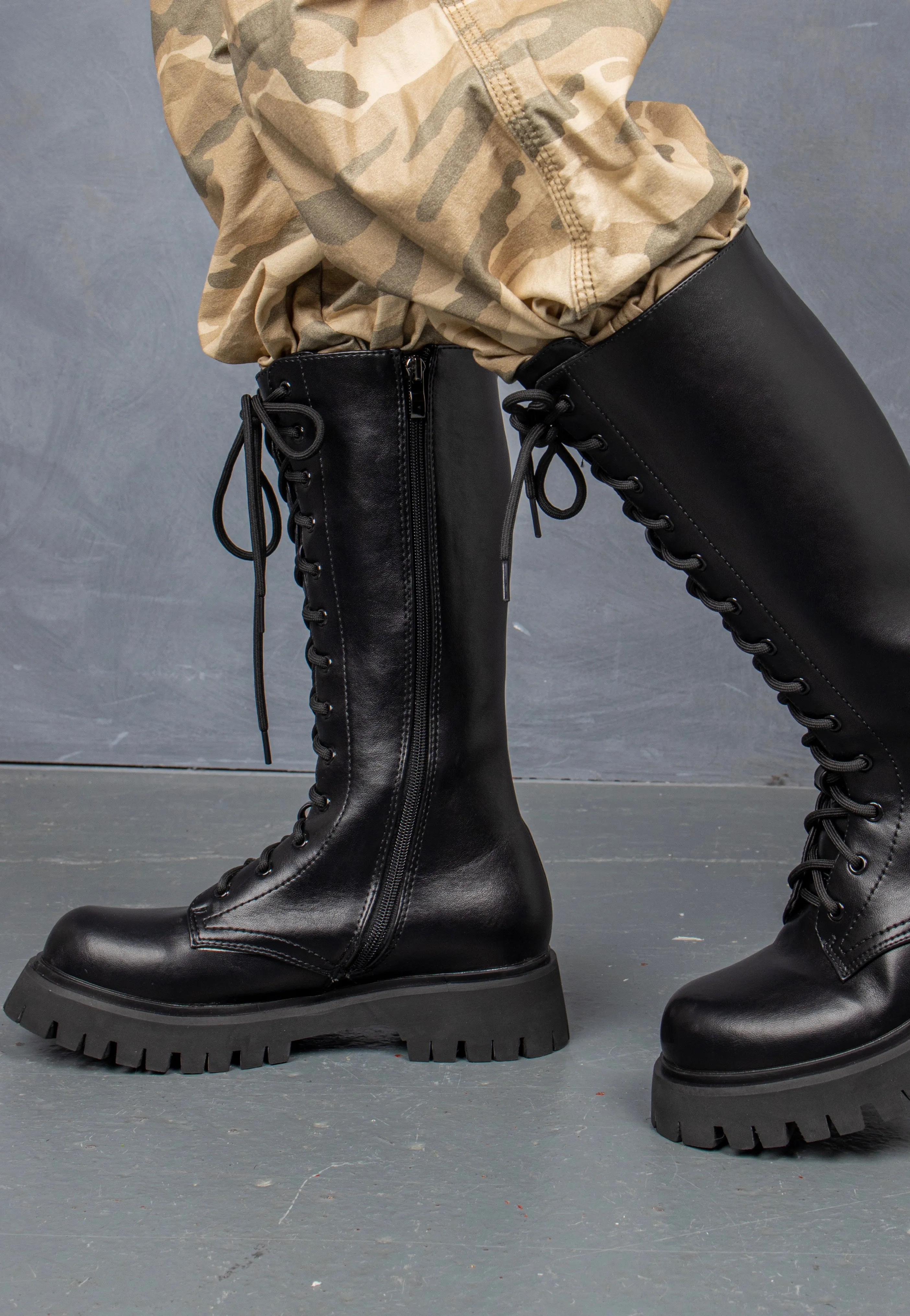 Koi Footwear - Deltora Lace Up Long Black  - Girl Shoes