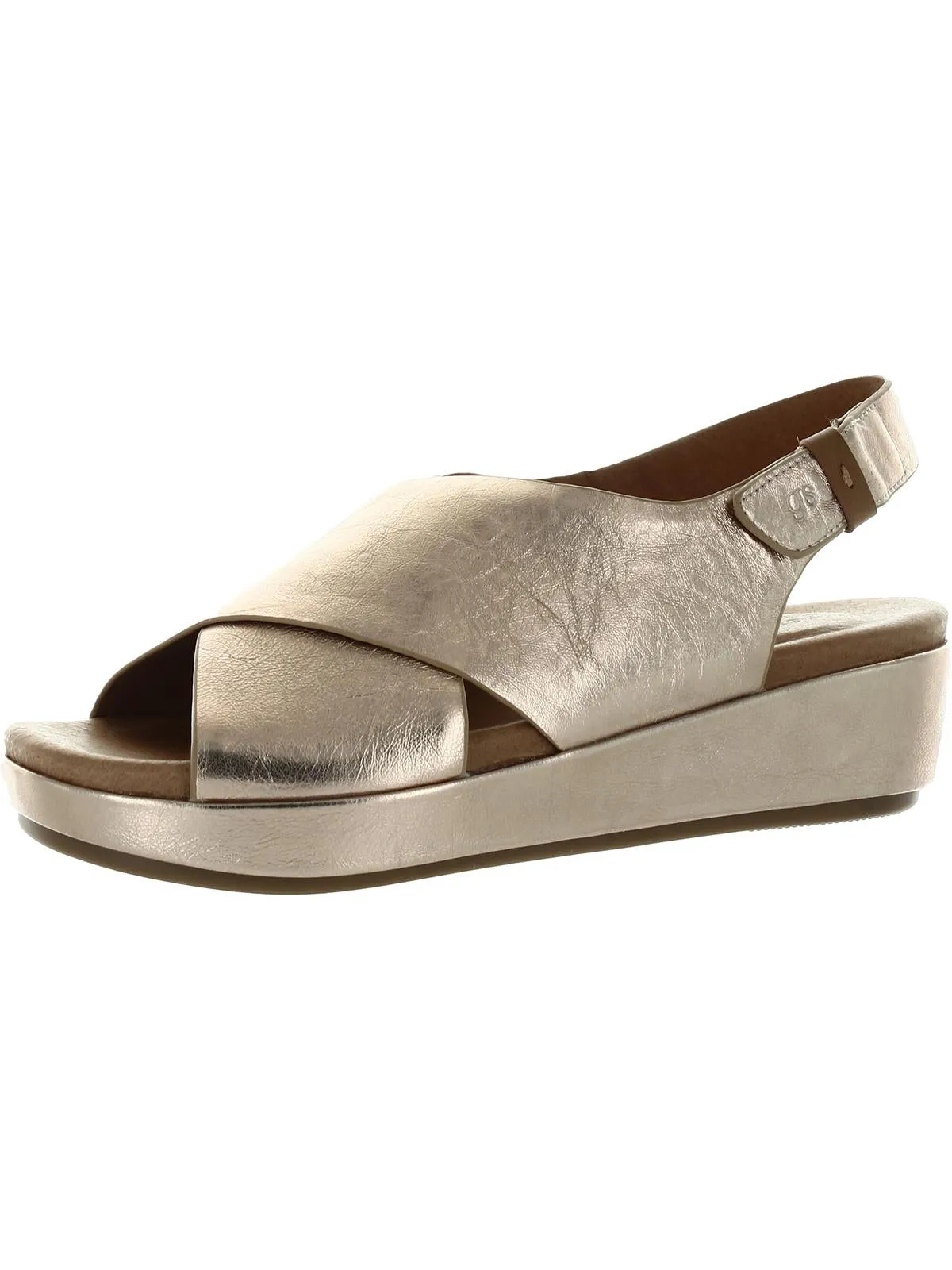 LORI X-BAND Womens Leather Open Toe Wedge Sandals