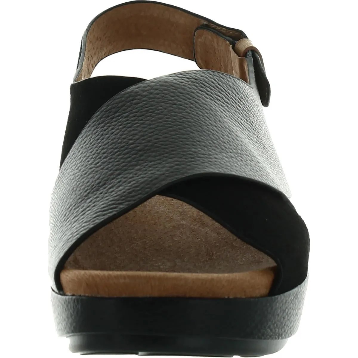 LORI X-BAND Womens Leather Open Toe Wedge Sandals