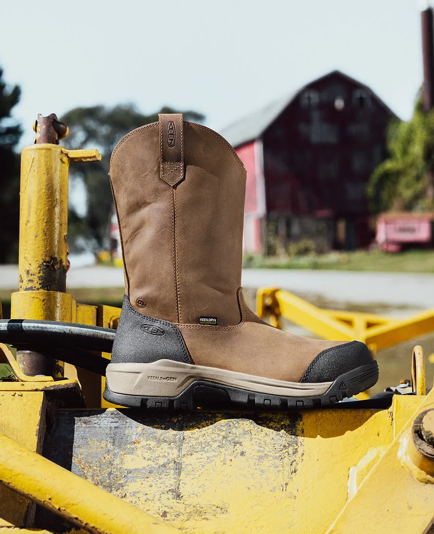 Men's Evanston Pull-On Waterproof Boot (Carbon Toe)  |  Bison/Black KEEN