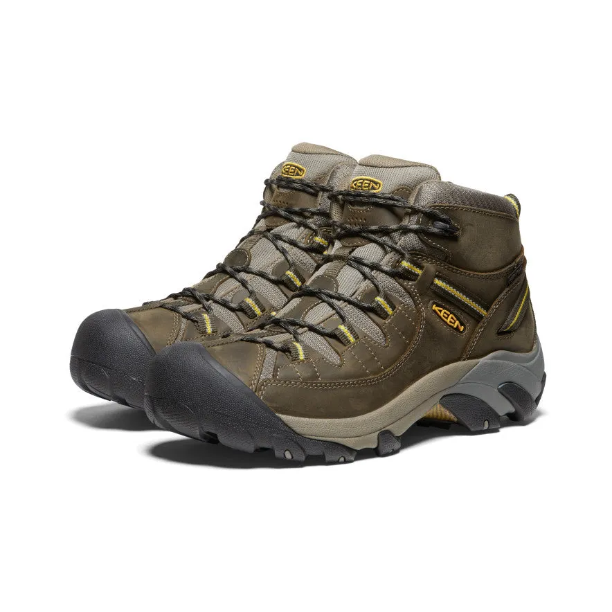 Men's Targhee II Mid Waterproof Hiking Boots  |  Black Olive/Yellow KEEN