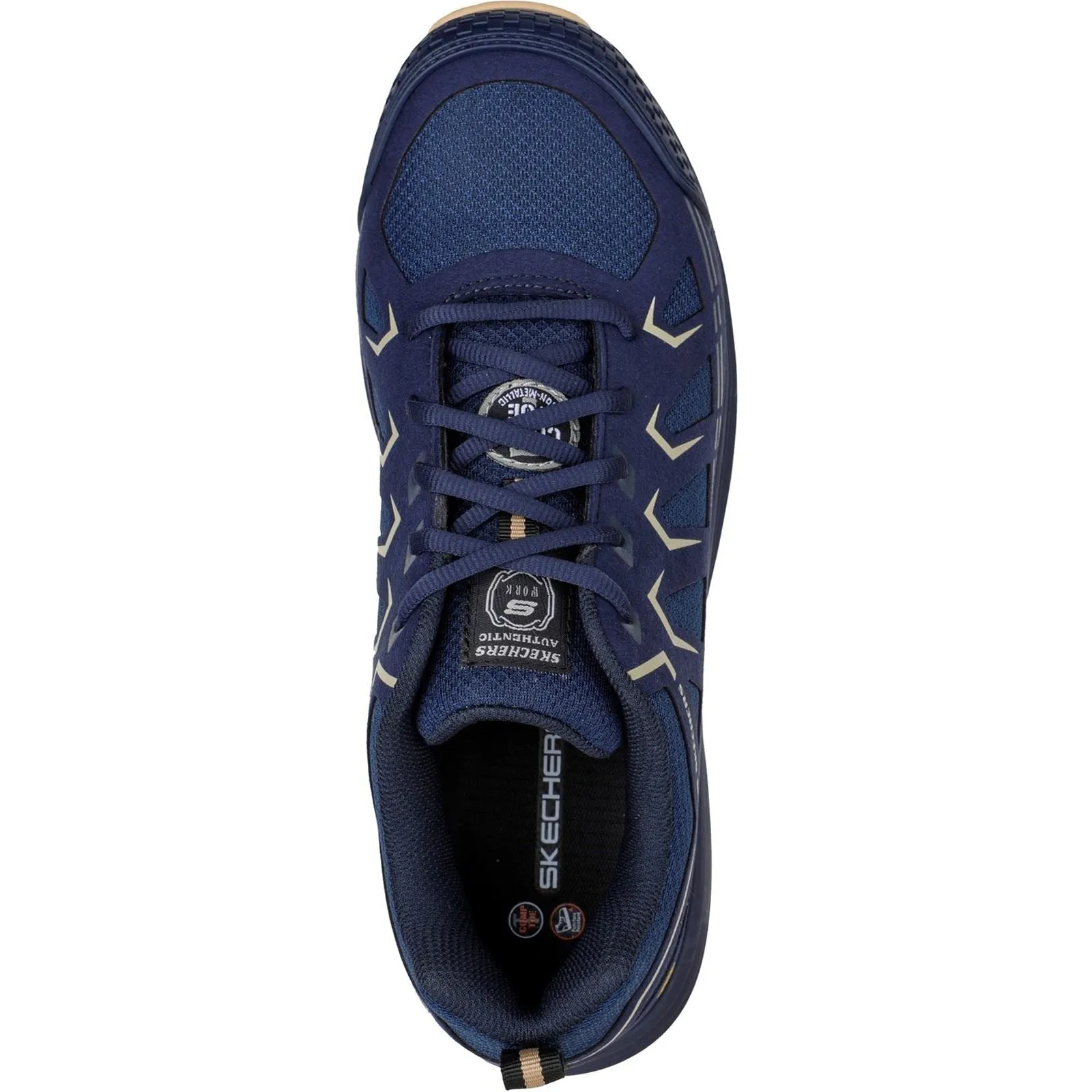 Men's Wide Fit Skechers 200127EC Malad II Safety Trainers - Navy/Tan