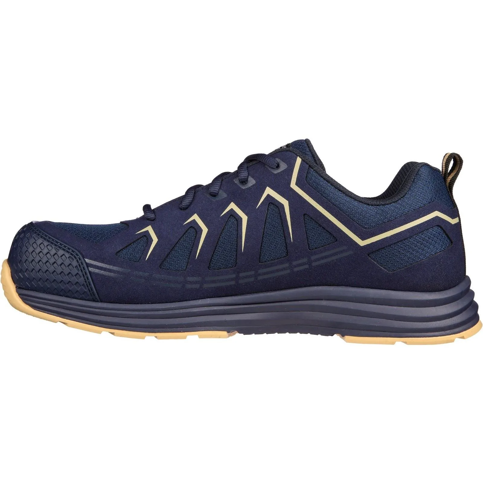Men's Wide Fit Skechers 200127EC Malad II Safety Trainers - Navy/Tan