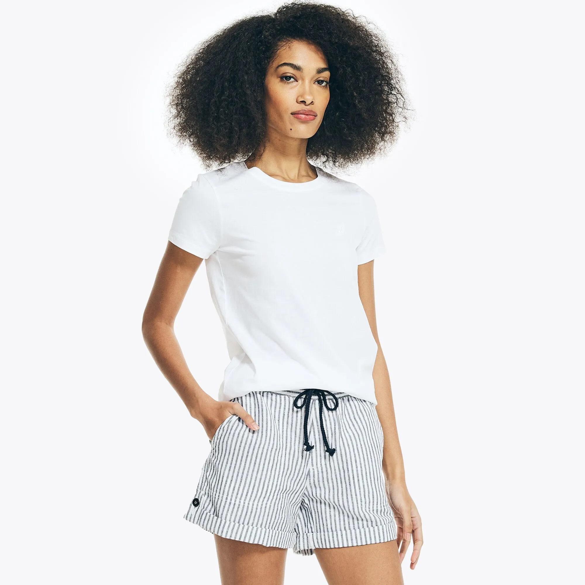 Nautica Womens Sustainably Crafted Solid Crewneck T-Shirt