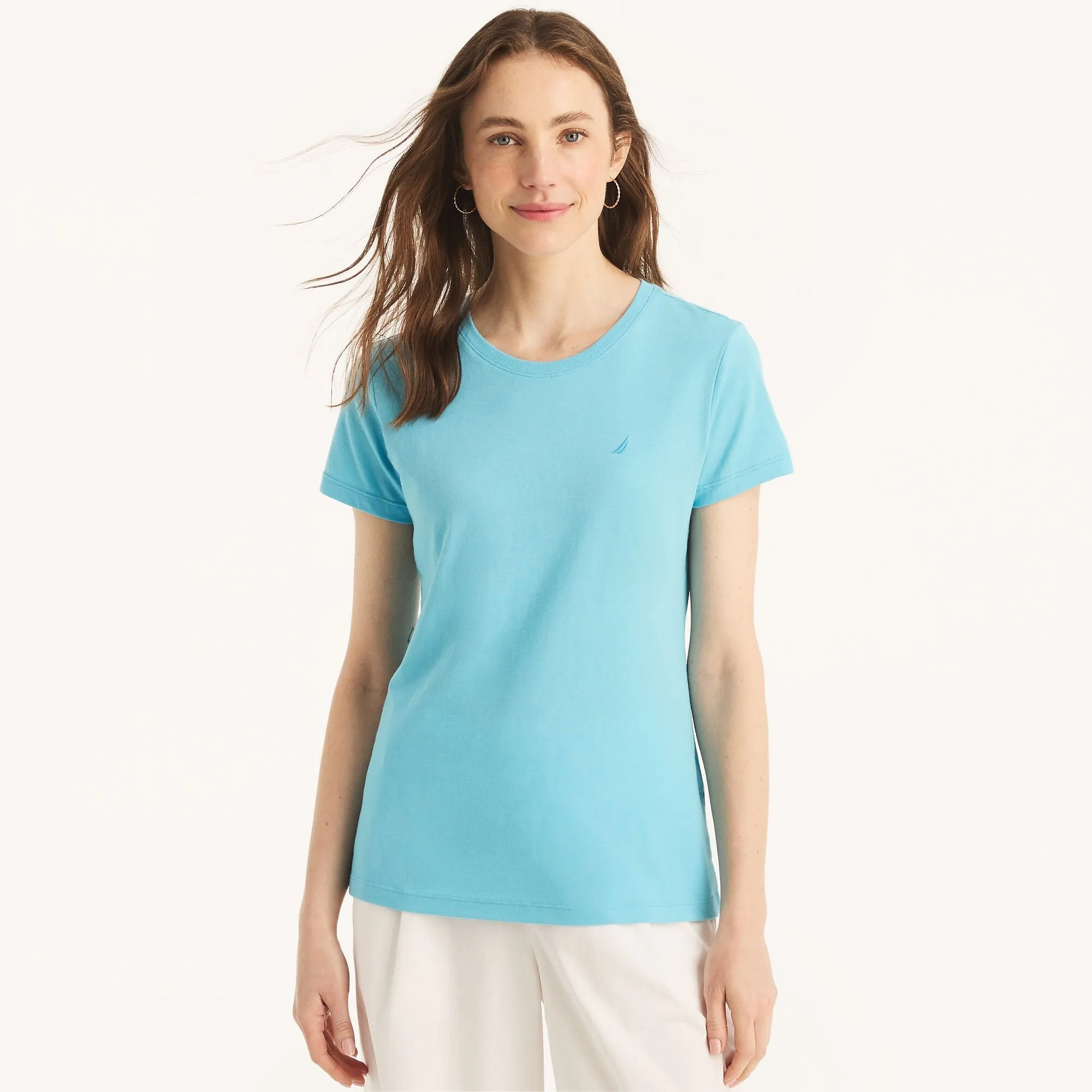 Nautica Womens Sustainably Crafted Solid Crewneck T-Shirt