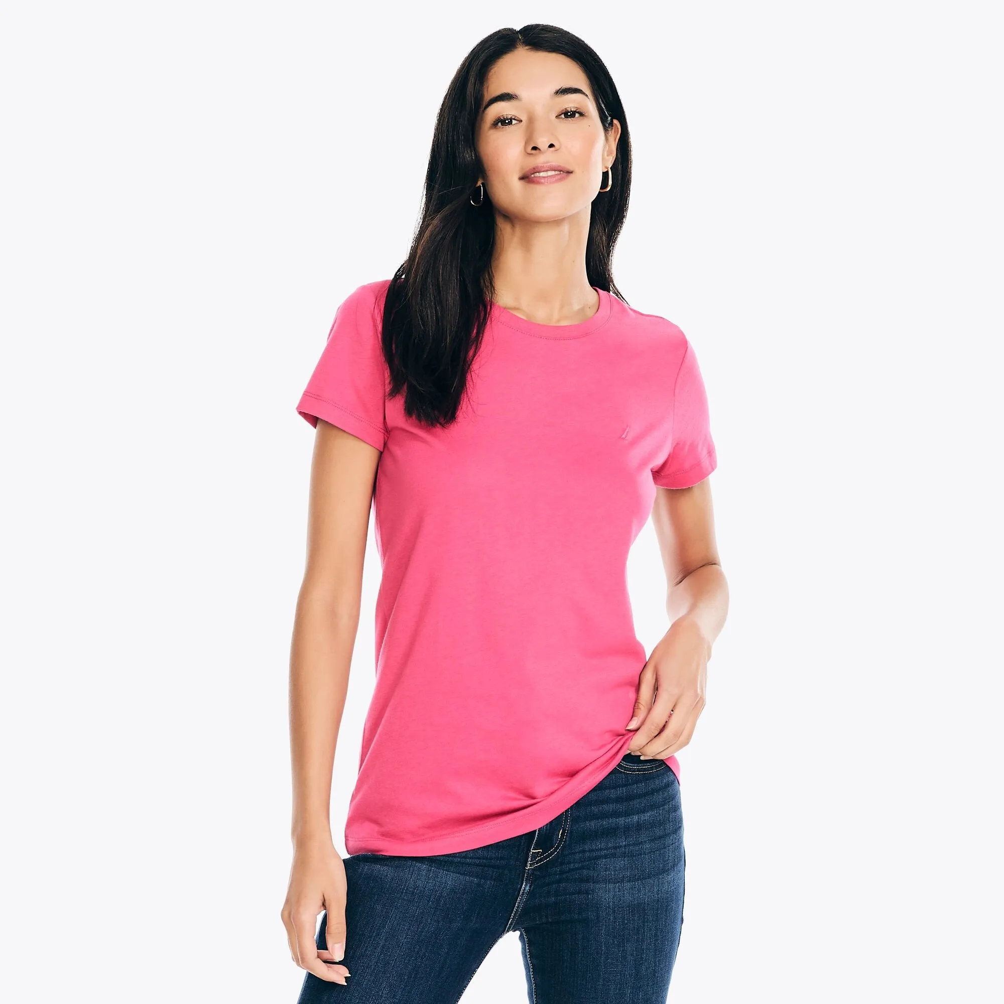 Nautica Womens Sustainably Crafted Solid Crewneck T-Shirt