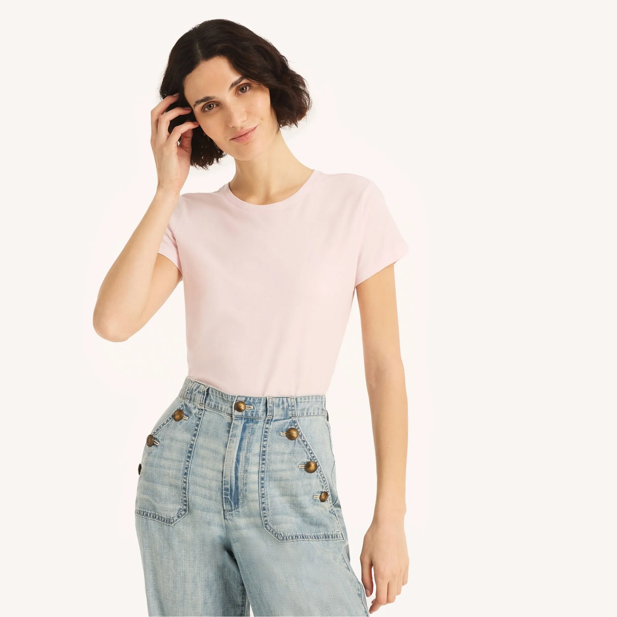 Nautica Womens Sustainably Crafted Solid Crewneck T-Shirt