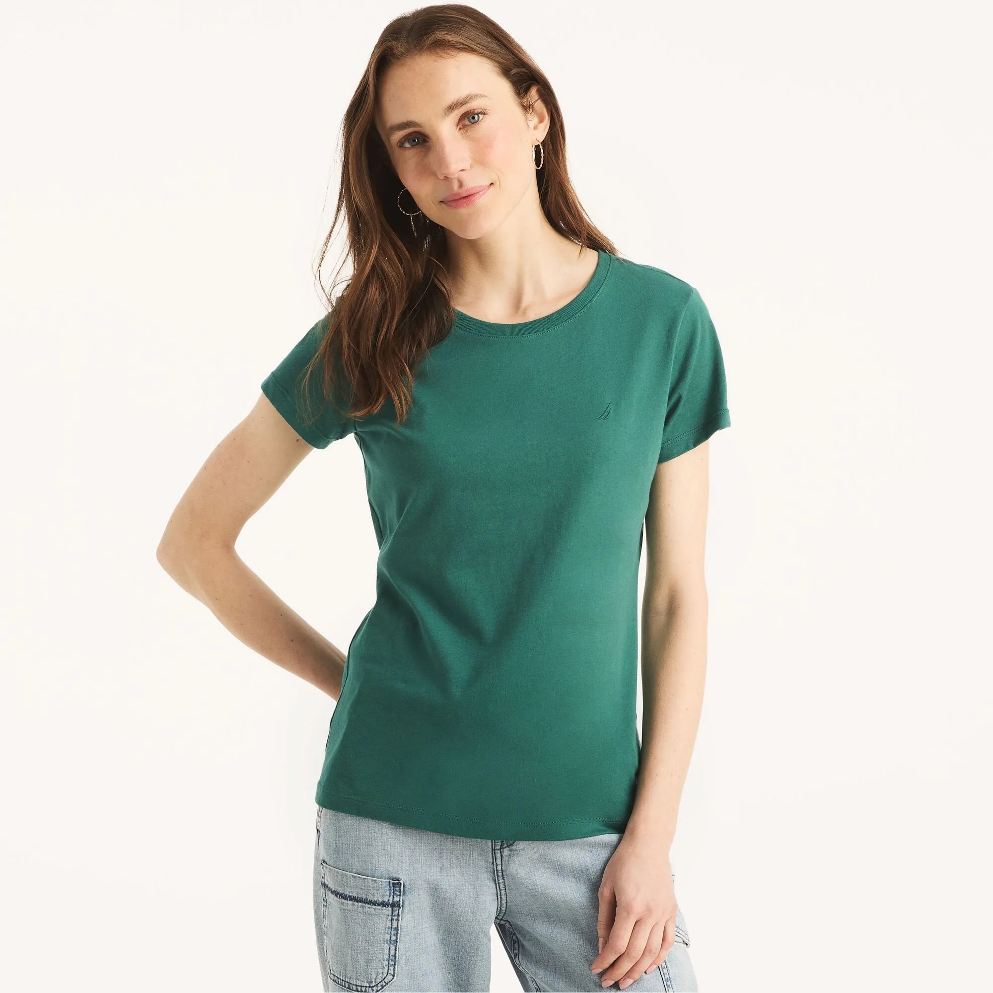 Nautica Womens Sustainably Crafted Solid Crewneck T-Shirt
