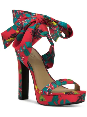 Noyar Womens Satin Ankle Tie Platform Sandals