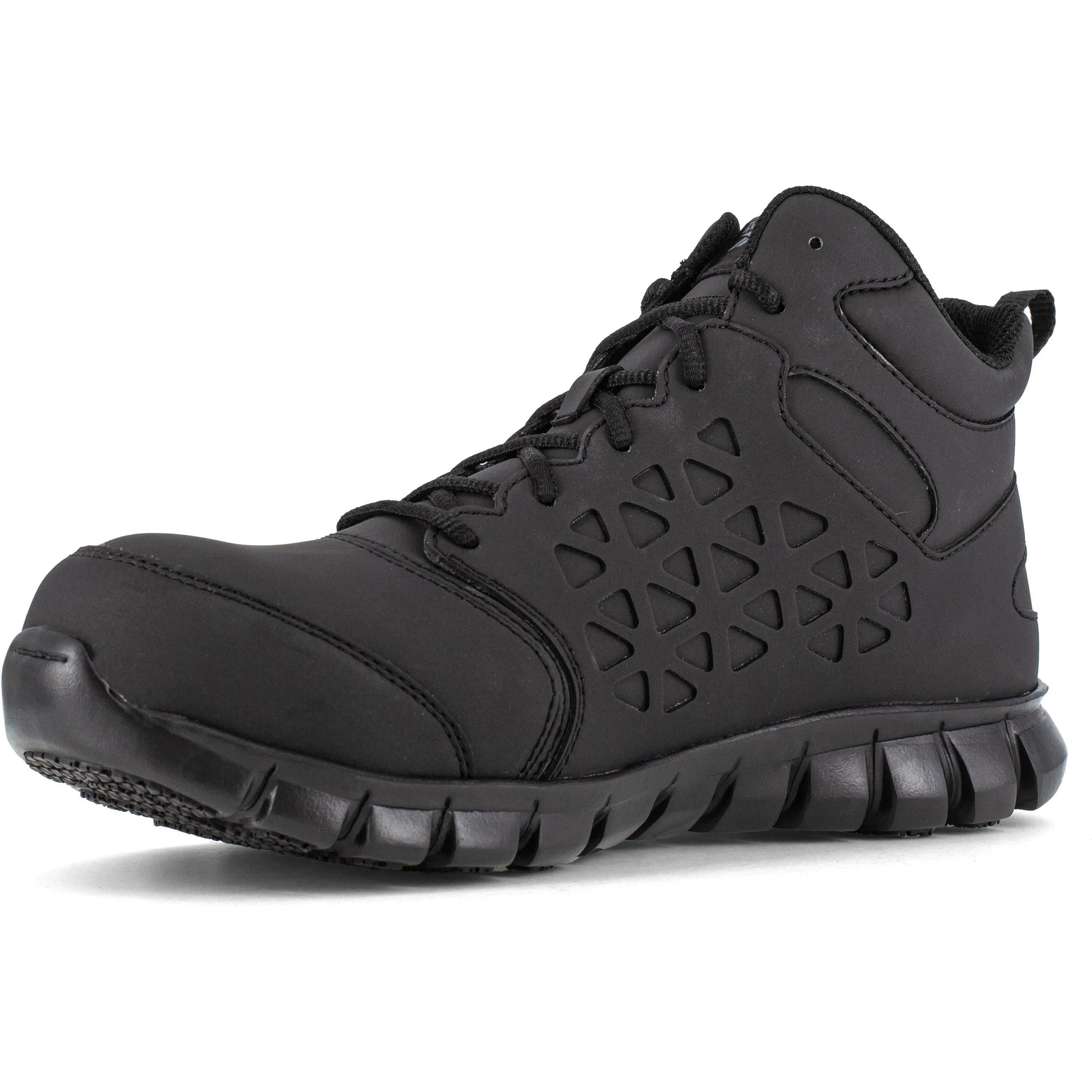 Reebok Men's Sublite Cushion Composite Toe Mid Cut Athletic Work Shoe- Black- RB4059