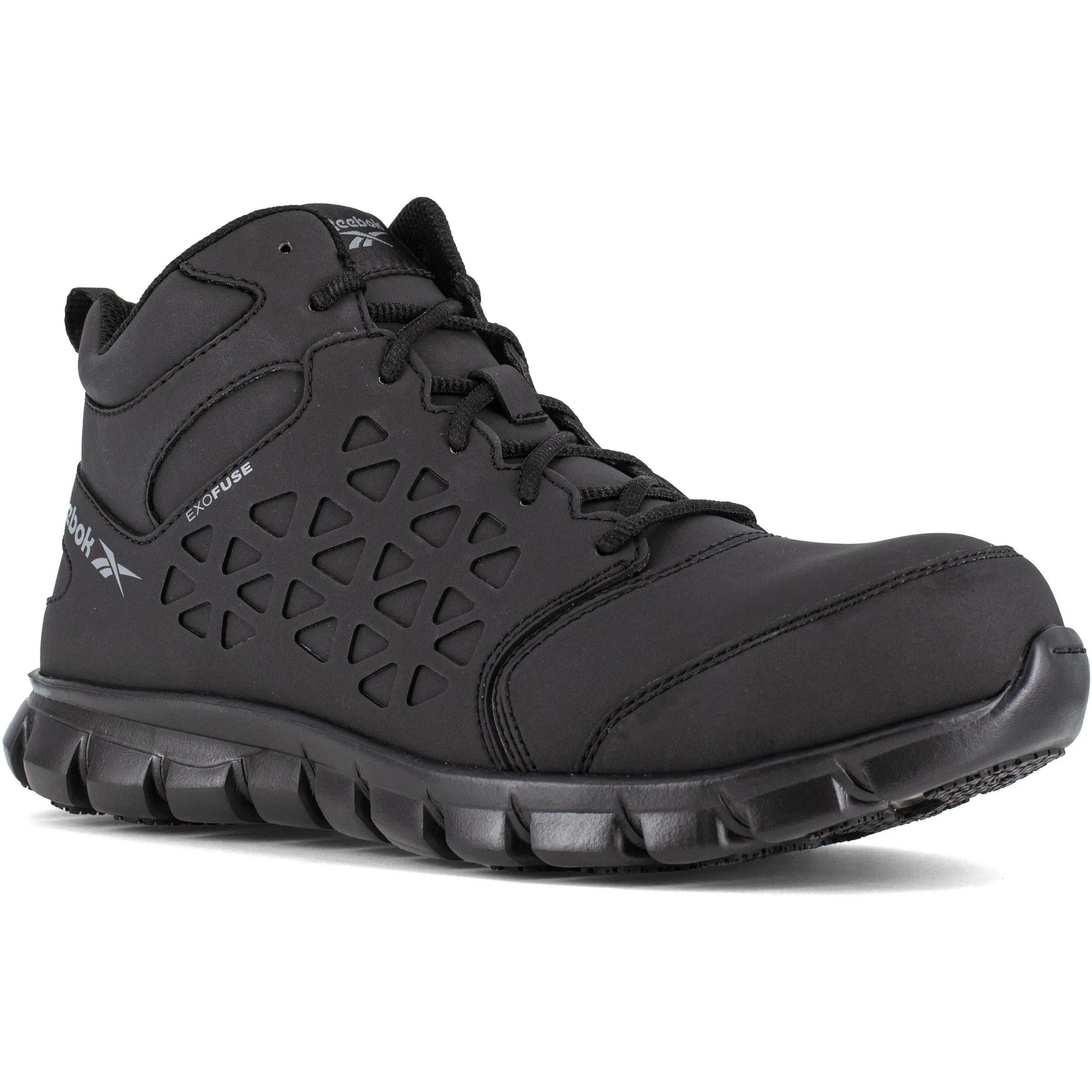 Reebok Men's Sublite Cushion Composite Toe Mid Cut Athletic Work Shoe- Black- RB4059