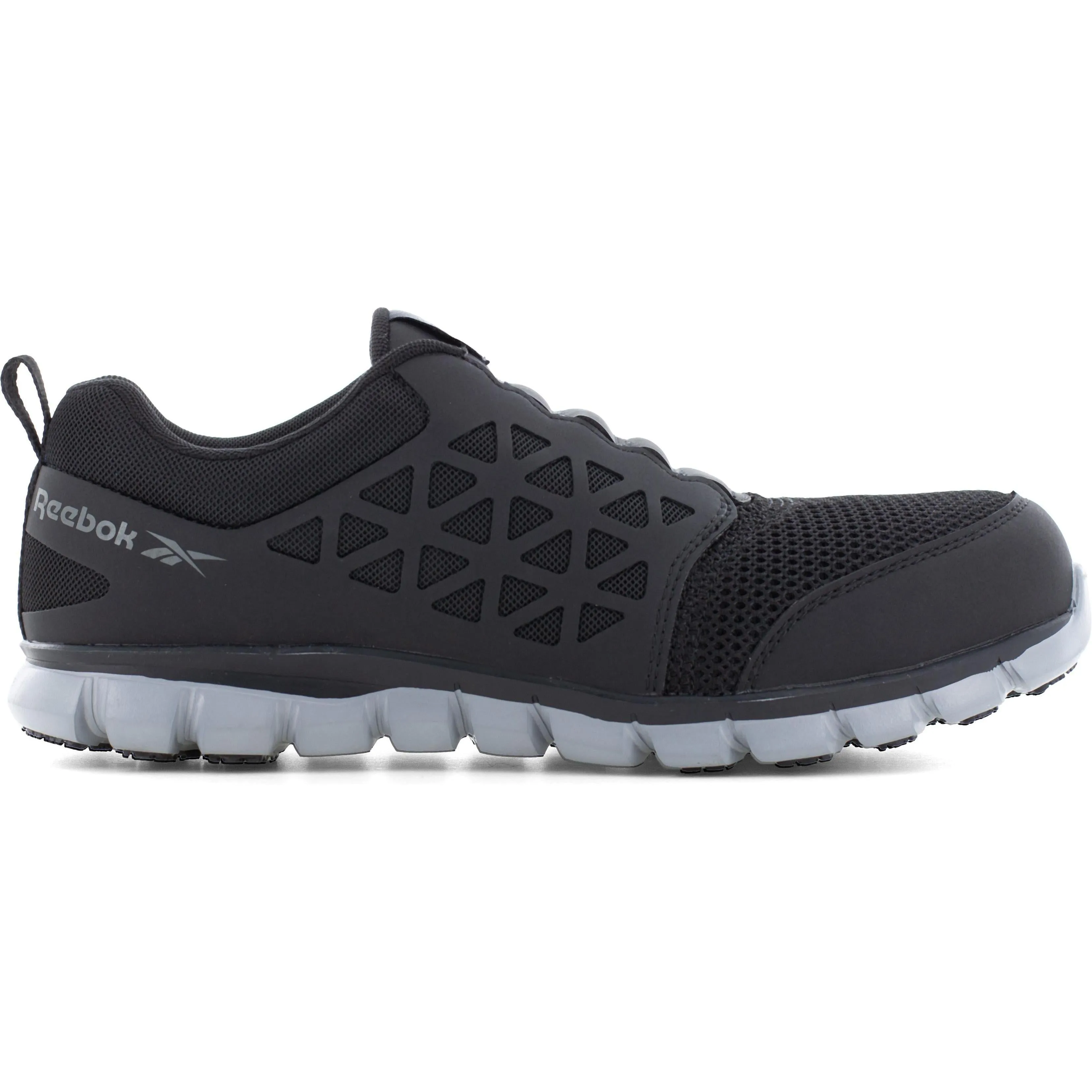 Reebok Men's Sublite Cushion Composite Toe Slip On Athletic Work Shoe- Black- RB4052