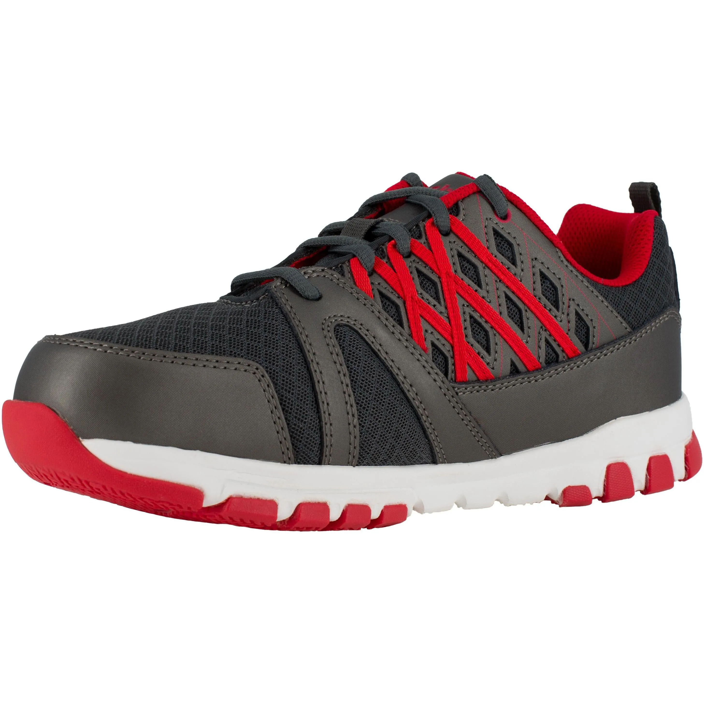 Reebok Men's Sublite Steel Toe Athletic Work Shoe - Grey/Red - RB4005