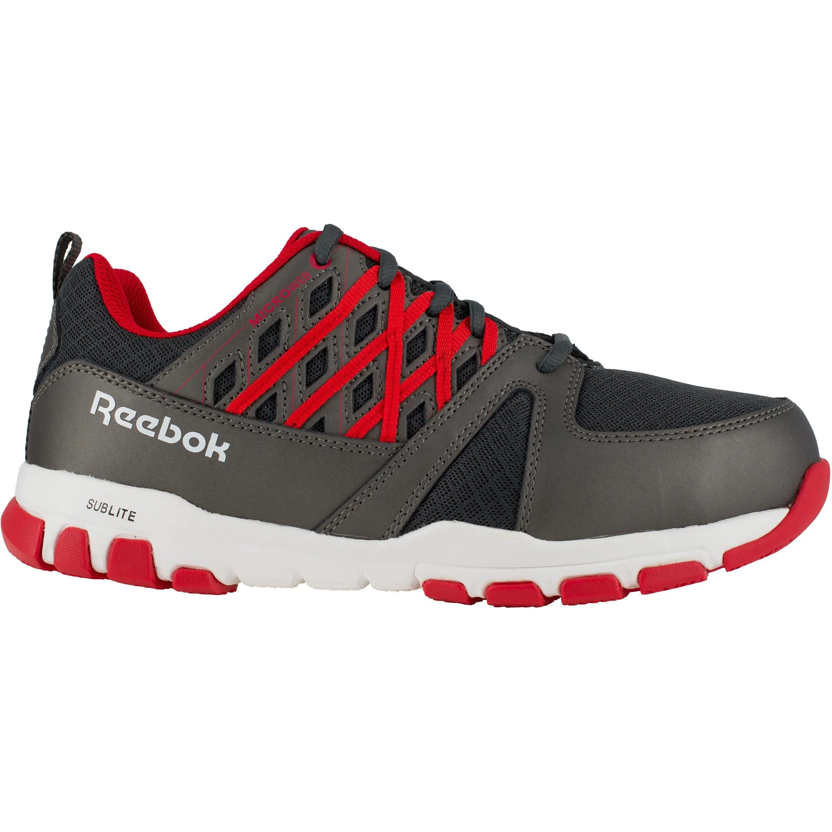 Reebok Men's Sublite Steel Toe Athletic Work Shoe - Grey/Red - RB4005