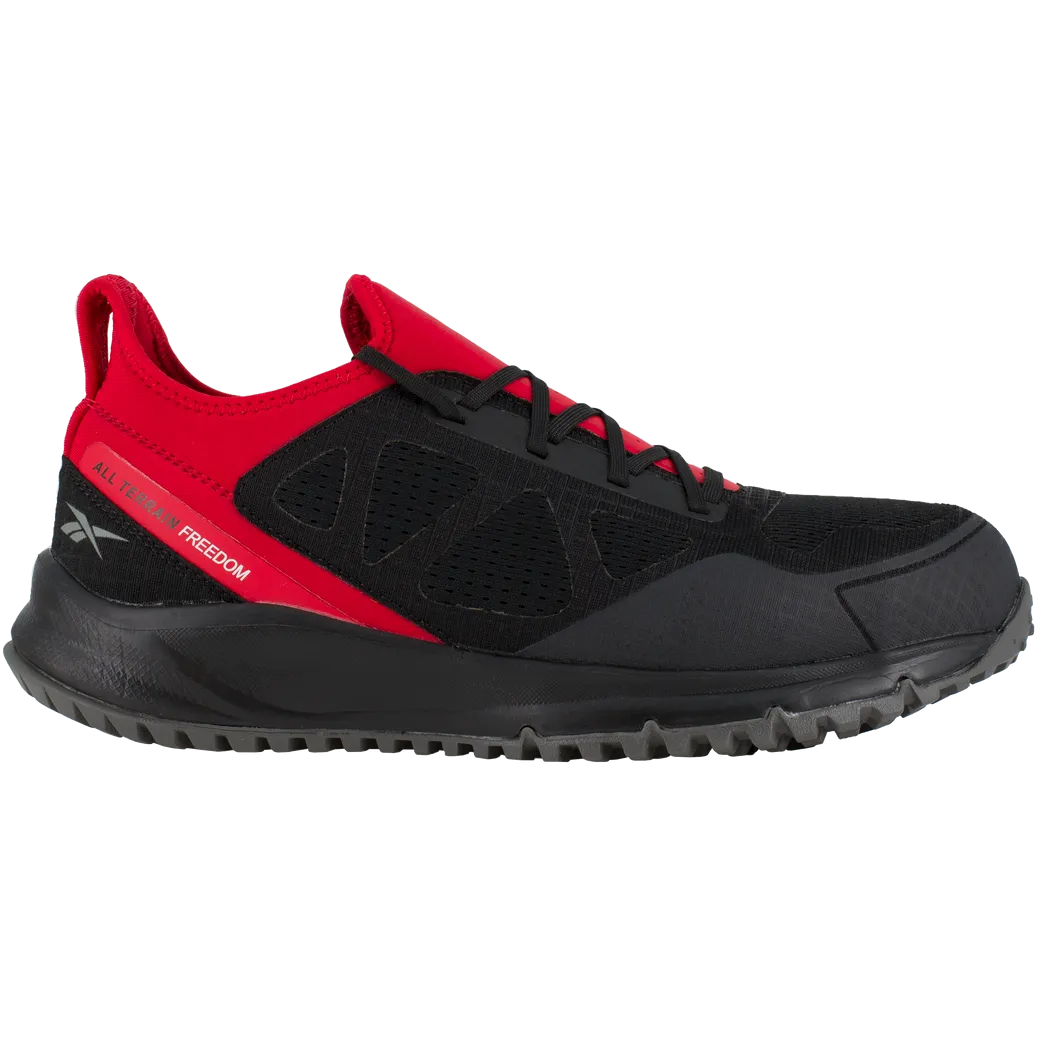 Reebok Men's Trail Running Oxford Steel Toe Terrain Work Shoe- Red- RB4093