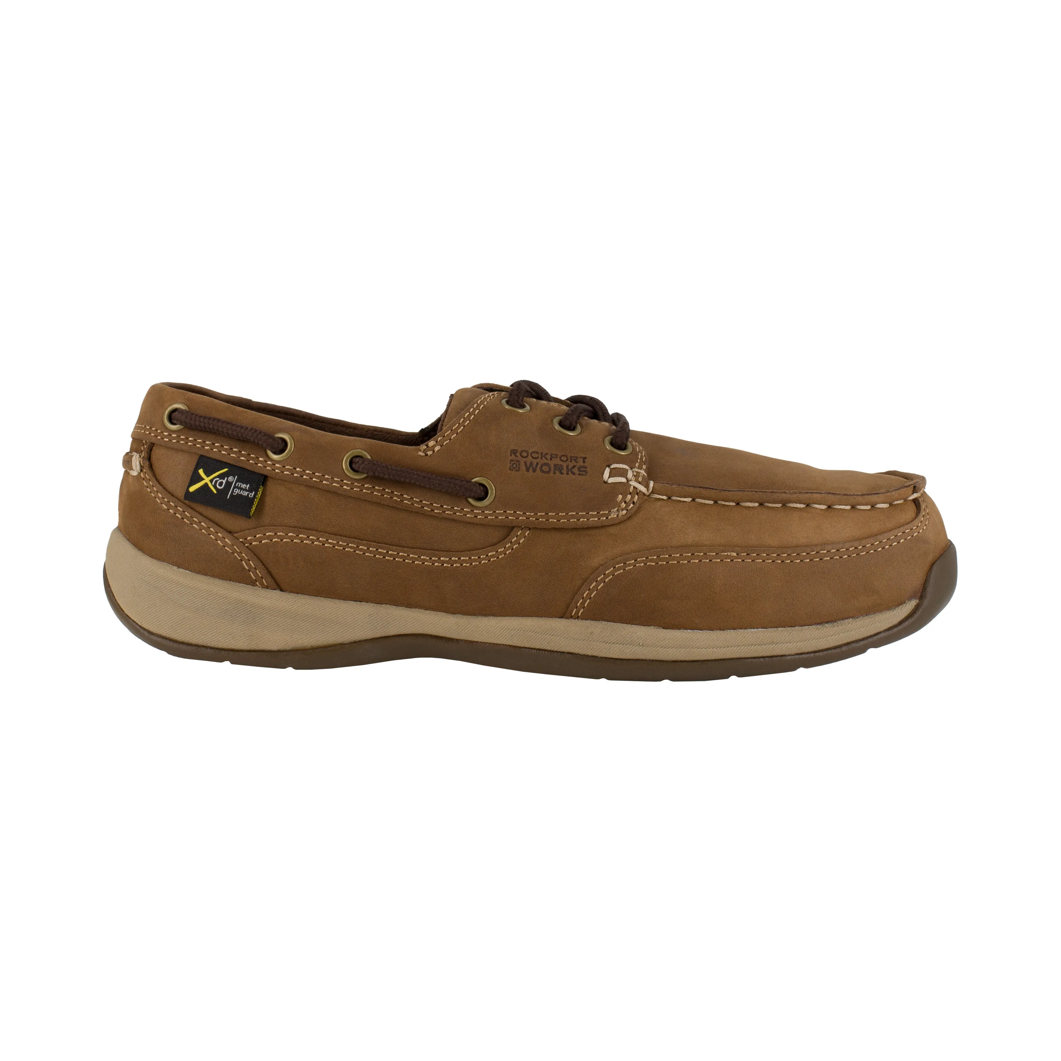 Rockport Men's Sailing Club Steel Toe Three Eye Tie Work Shoe - Brown - RK6734