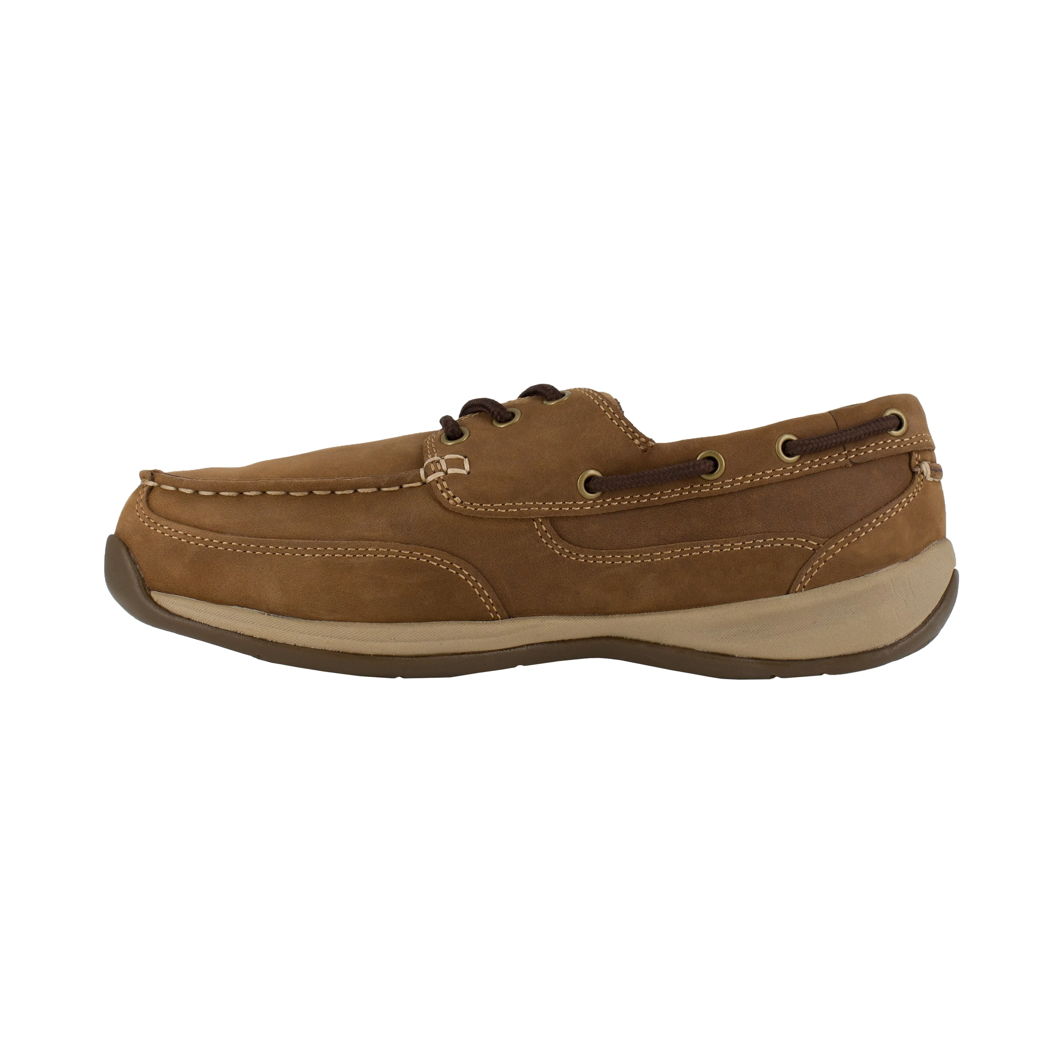 Rockport Men's Sailing Club Steel Toe Three Eye Tie Work Shoe - Brown - RK6734