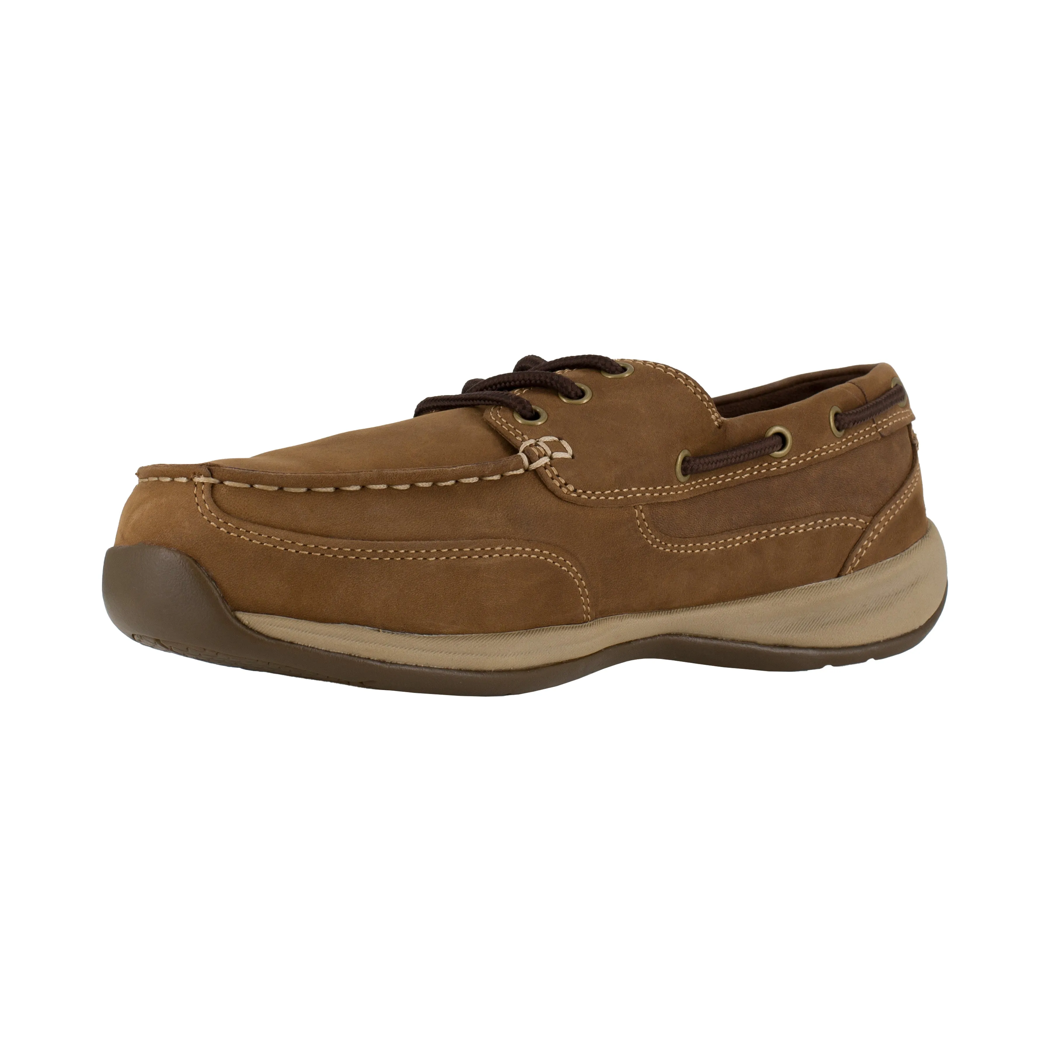 Rockport Men's Sailing Club Steel Toe Three Eye Tie Work Shoe - Brown - RK6734