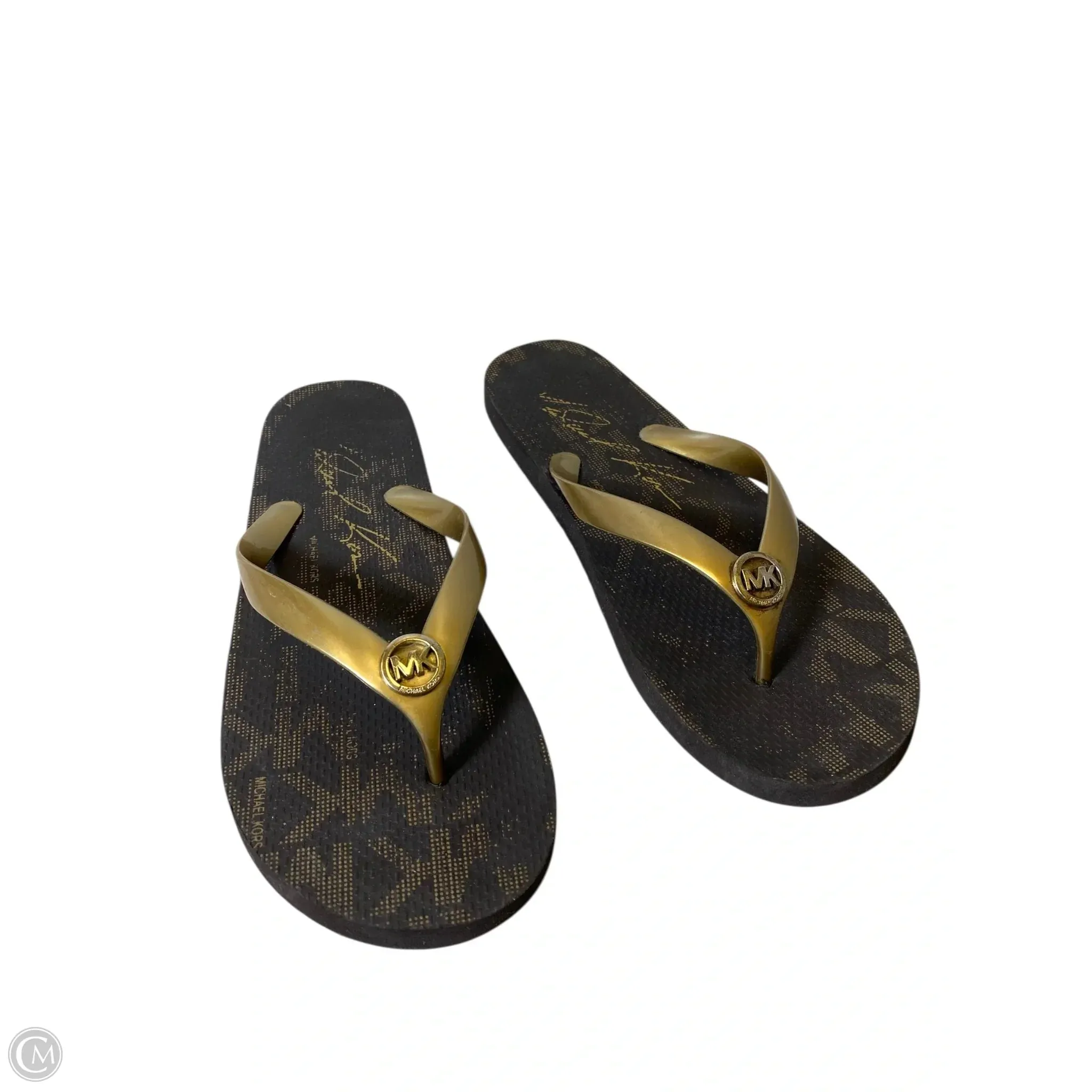 Sandals Designer By Michael Kors In Brown & Gold, Size: 10