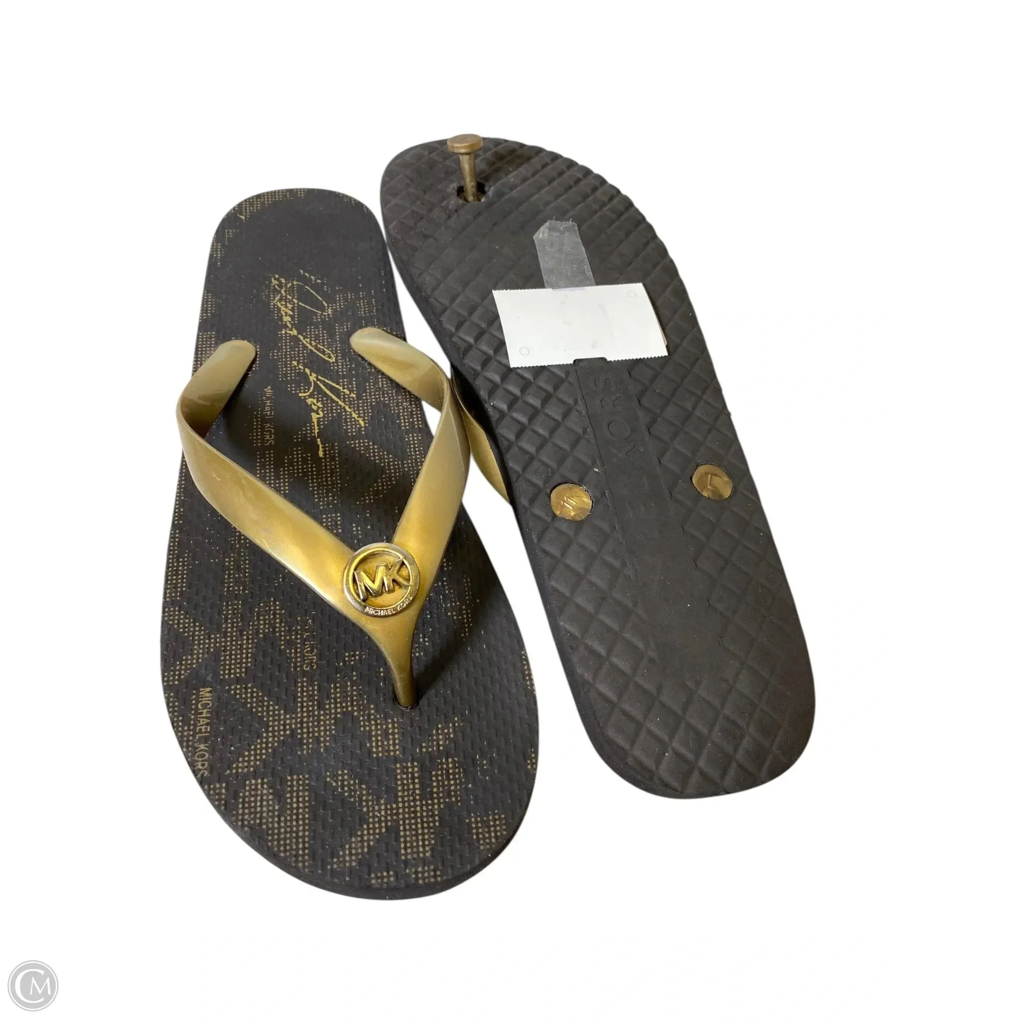 Sandals Designer By Michael Kors In Brown & Gold, Size: 10