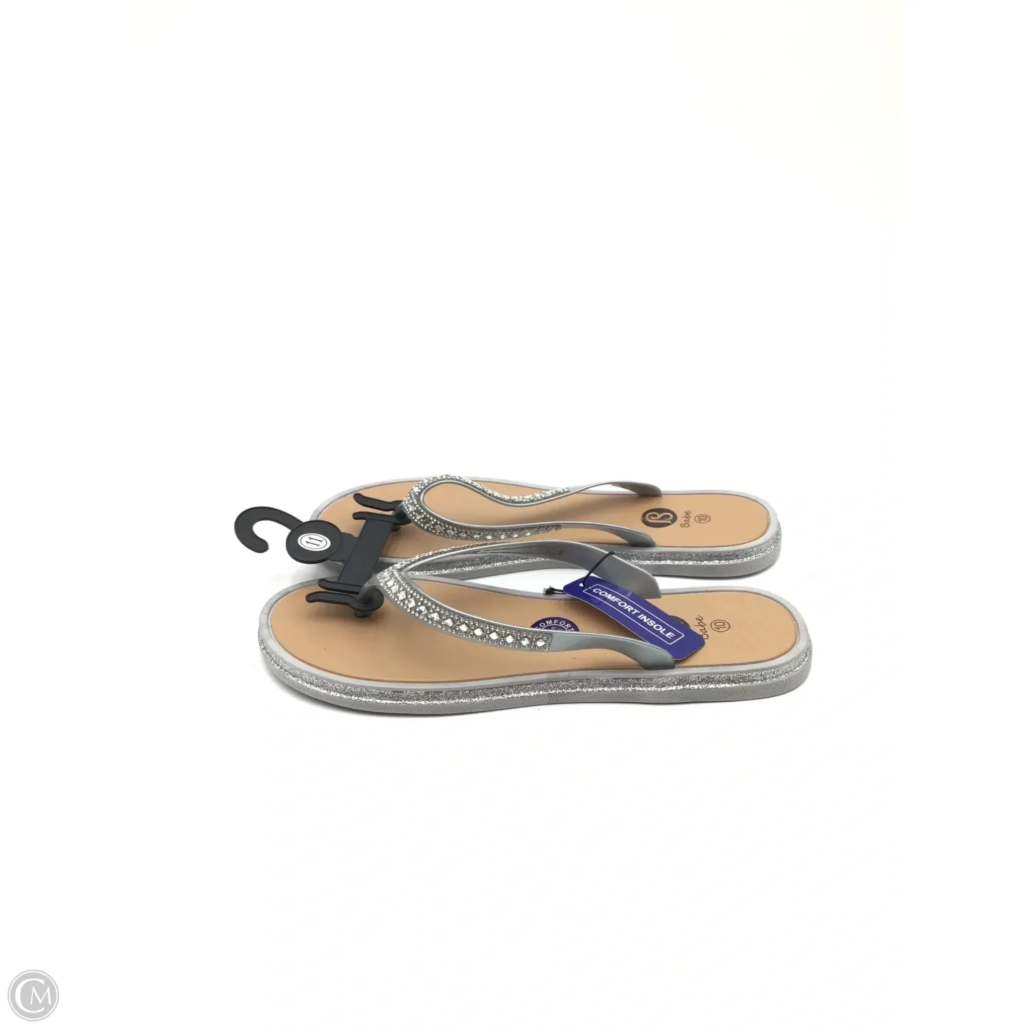 Sandals Flats By Clothes Mentor In Silver, Size: 10