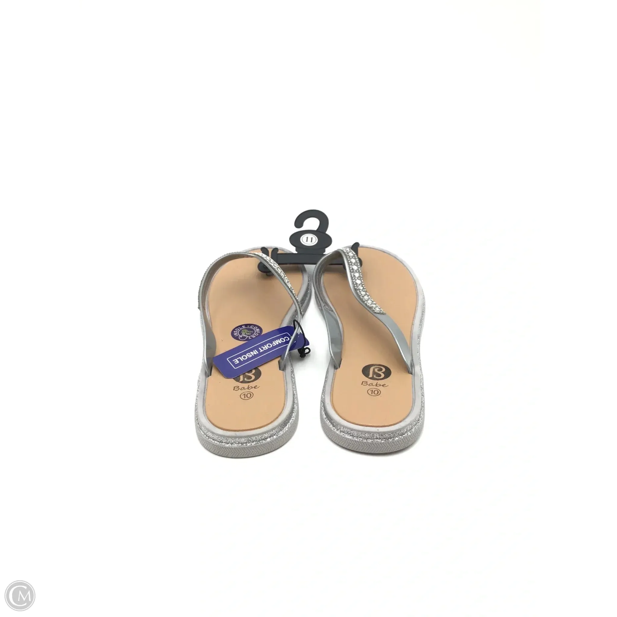 Sandals Flats By Clothes Mentor In Silver, Size: 10