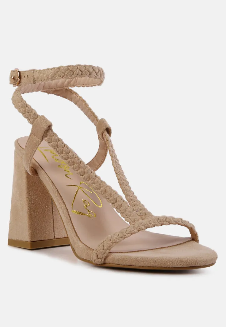 smoosh braided block heel sandals