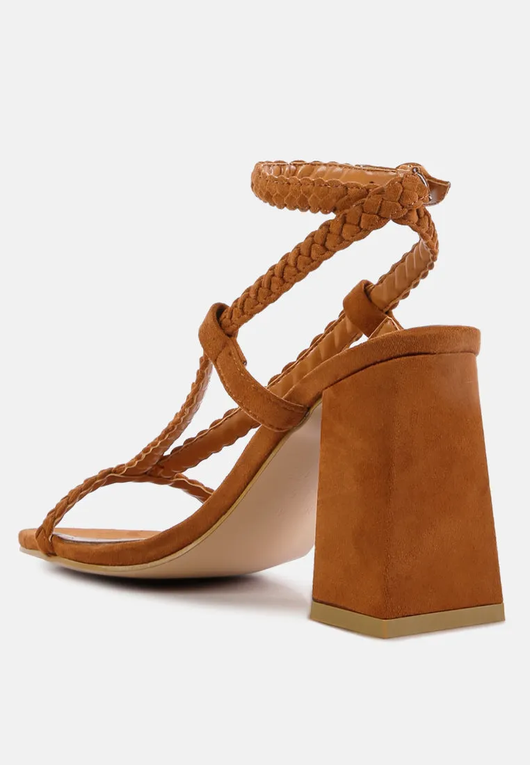 smoosh braided block heel sandals