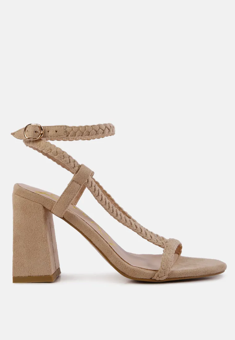 smoosh braided block heel sandals