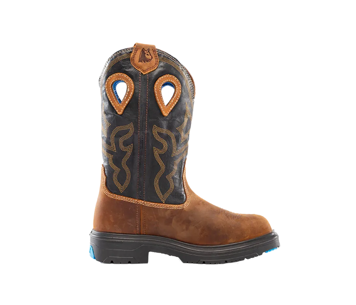 Steel Blue Men's Blue Heeler Square Toe WP Western Work Boot- Brown- 813945