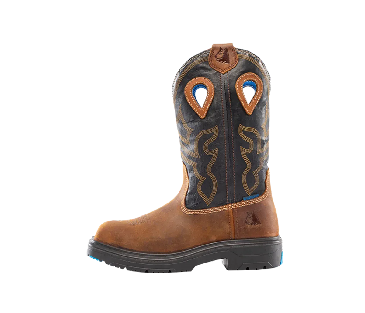 Steel Blue Men's Blue Heeler Square Toe WP Western Work Boot- Brown- 813945