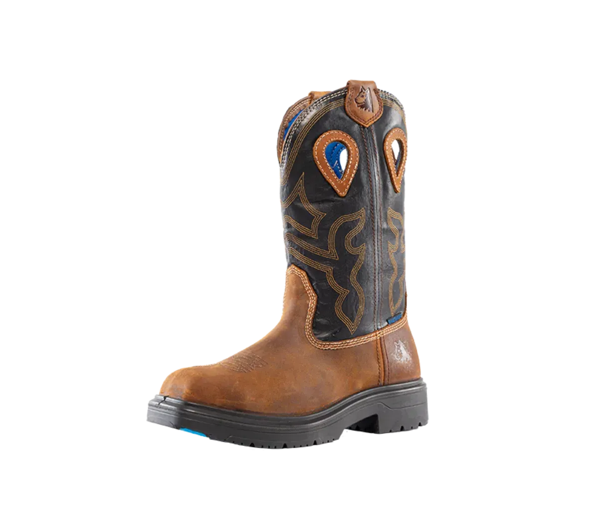 Steel Blue Men's Blue Heeler Square Toe WP Western Work Boot- Brown- 813945