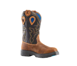 Steel Blue Men's Blue Heeler Square Toe WP Western Work Boot- Brown- 813945