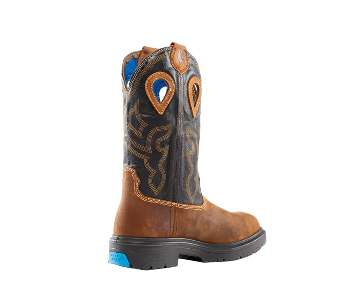 Steel Blue Men's Blue Heeler Square Toe WP Western Work Boot- Brown- 813945