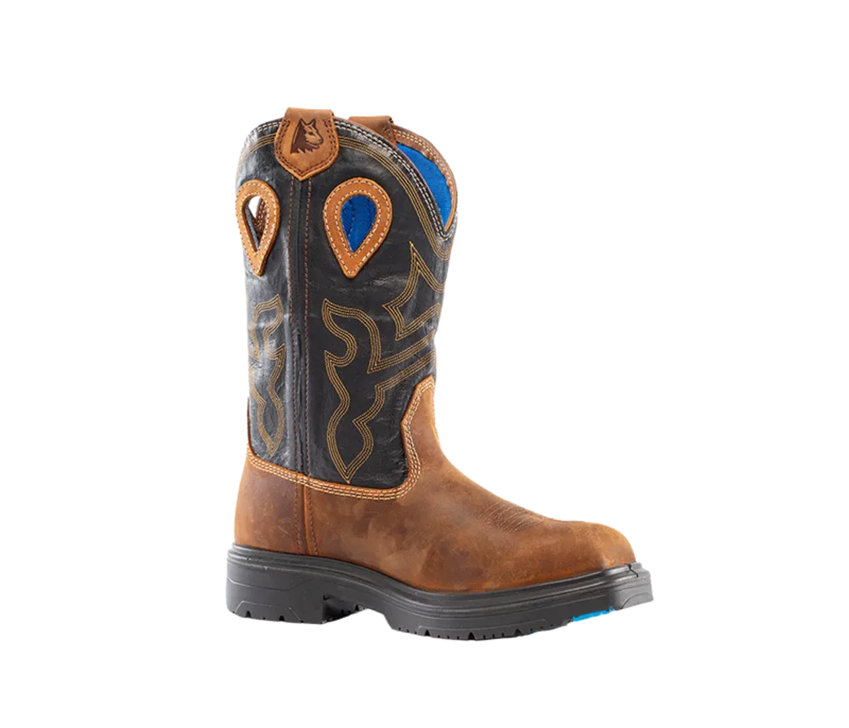 Steel Blue Men's Blue Heeler Square Toe WP Western Work Boot- Brown- 813945