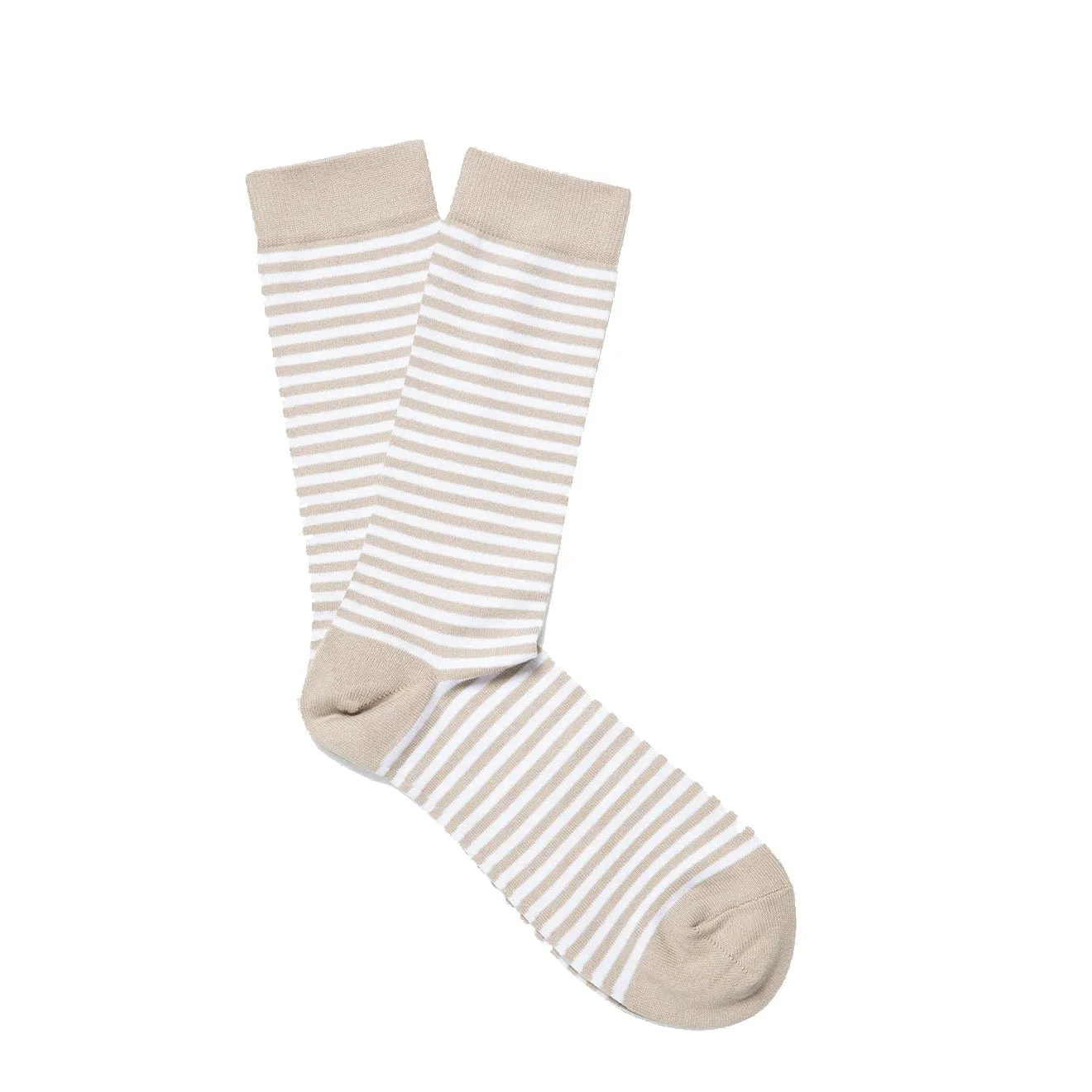 Sunspel Cotton Socks White / Light Sand English Stripe