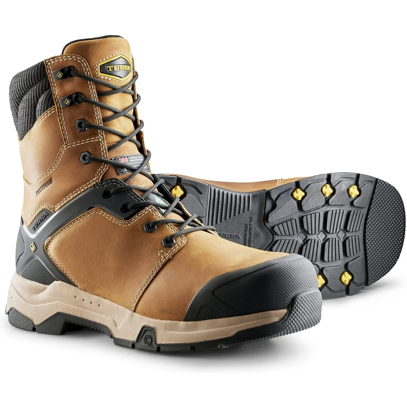 Terra Men's Carbine 8" Composite Toe Waterproof Safety  Work Boot -Wheat- 4TCRWT