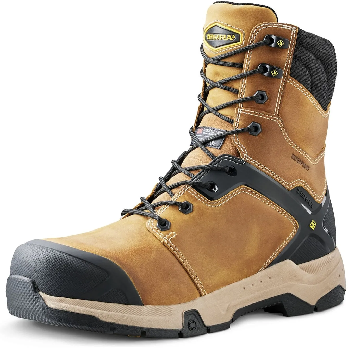 Terra Men's Carbine 8" Composite Toe Waterproof Safety  Work Boot -Wheat- 4TCRWT