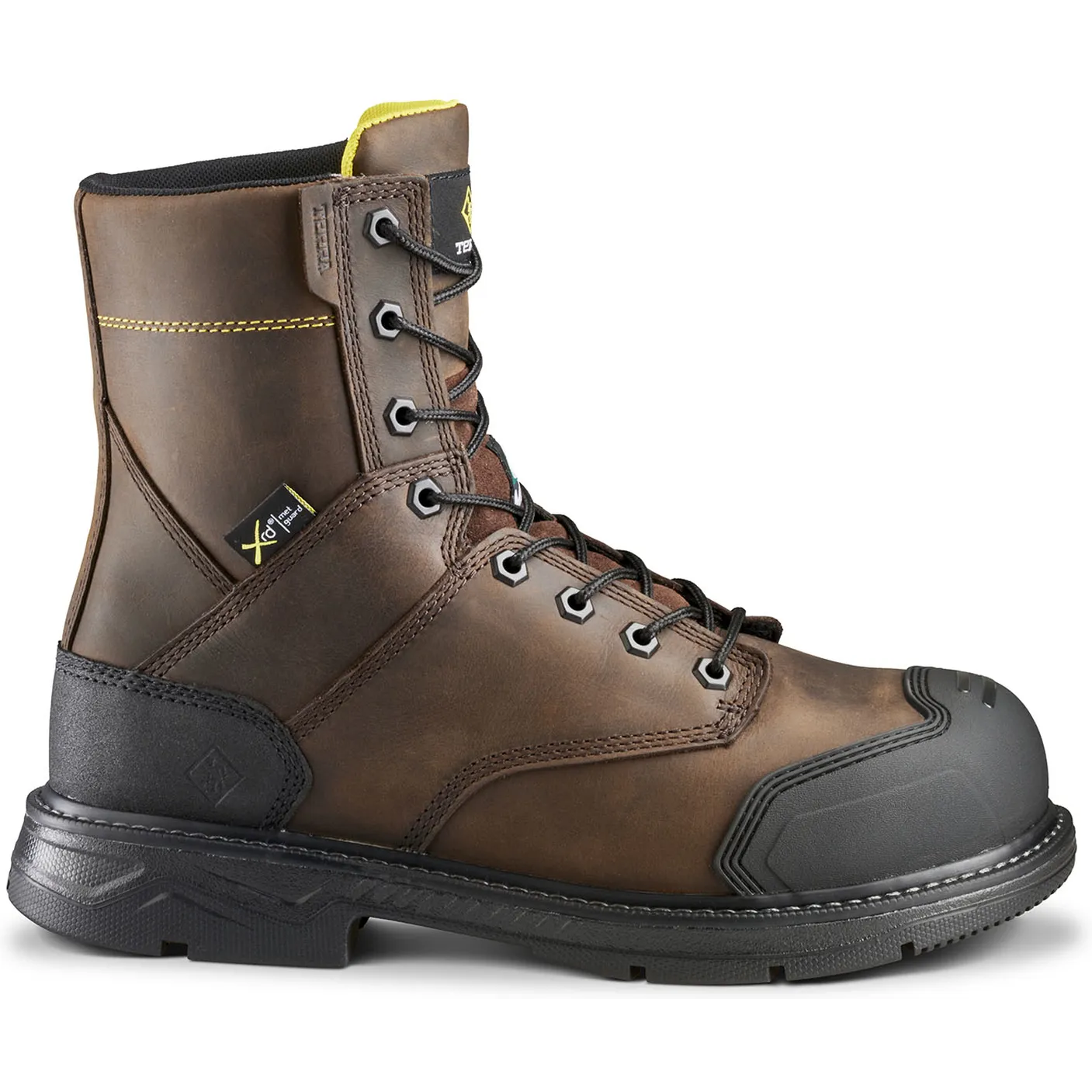 Terra Men's Patton 8" Alloy Toe Waterproof Met Guard Work Boot- Brown- 839KDB
